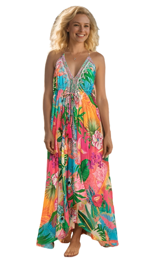 Hi-Low Halter Maxi Dress