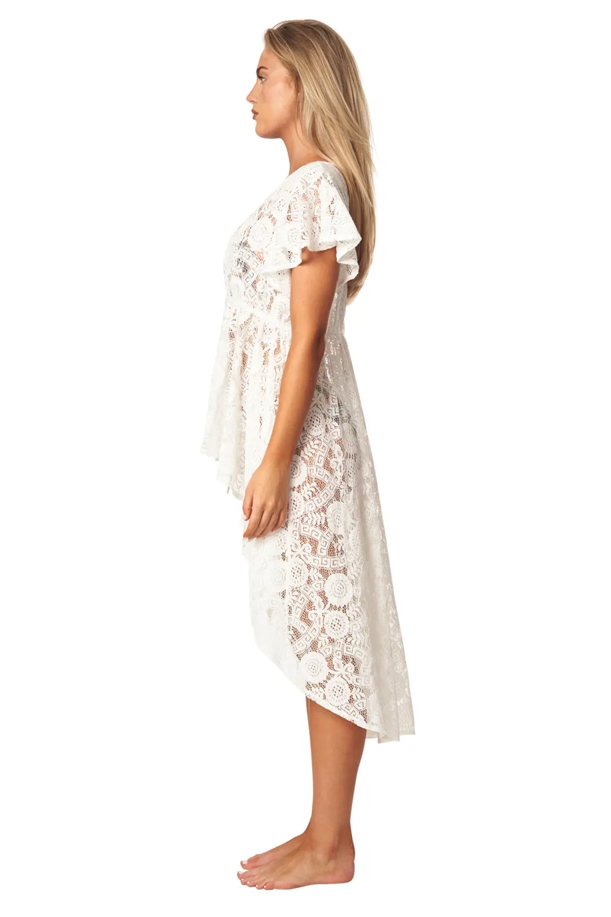 High Low Boho Lace Cover Up - La Moda Clothing