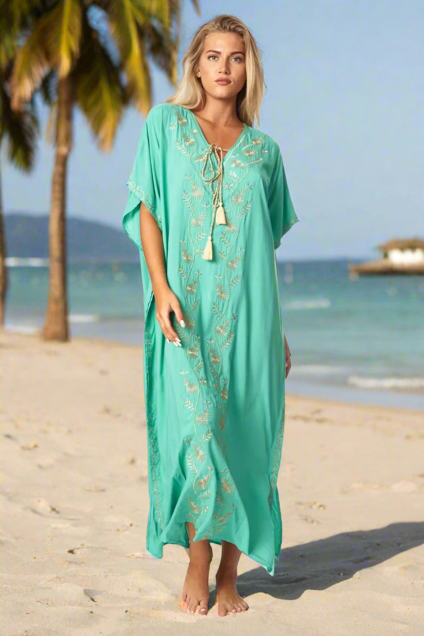 Long Kaftan Beach Cover Up in Modal - La Moda Clothing