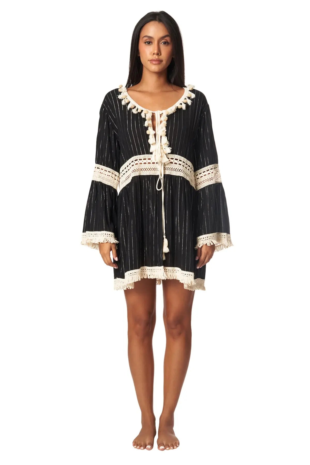 Tie Front Kimono Cover up - La Moda Clothing