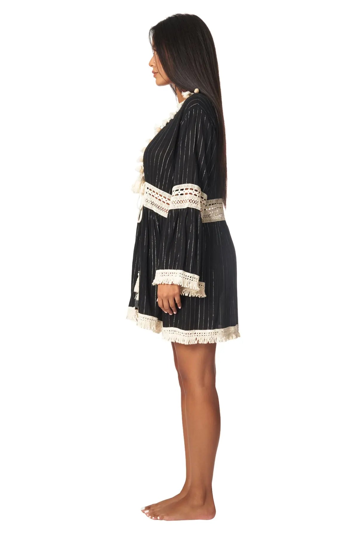 Tie Front Kimono Cover up - La Moda Clothing