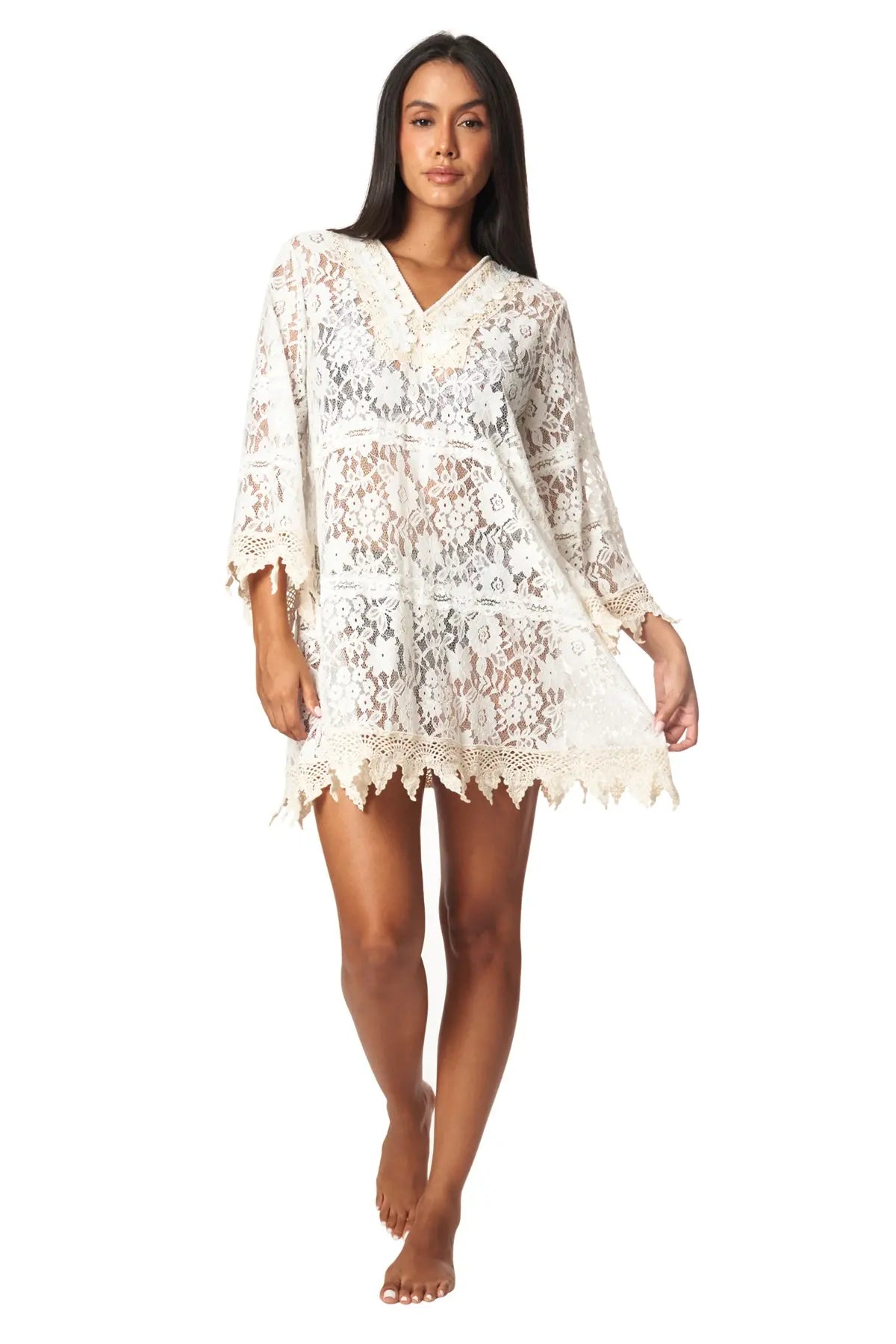 Crochet Lace Cover Up Beach Dress - La Moda Clothing