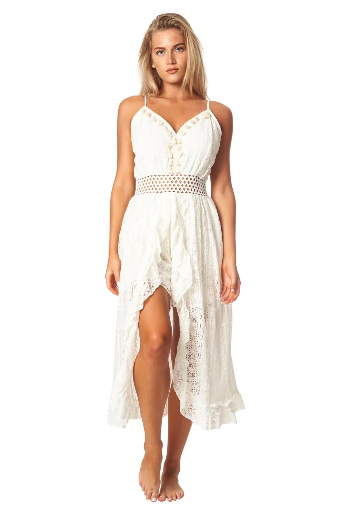 Lace Romper Dress with Shorts - La Moda Clothing
