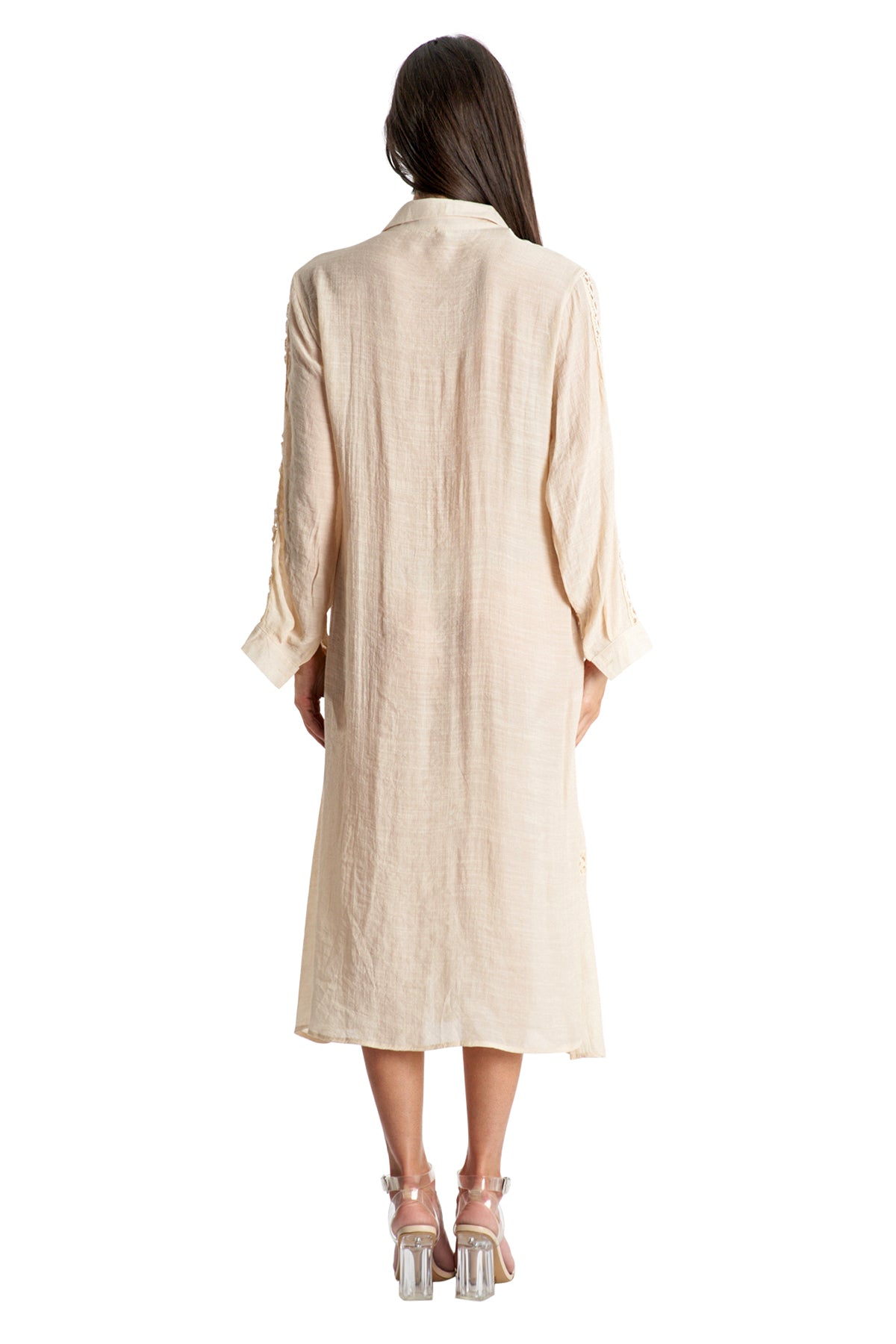 Loose Long Sleeve Shirt Dress Swimsuit Cover Up