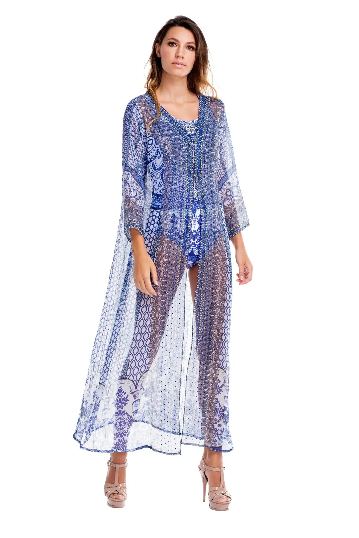 Balearic Beauty Long Cape Kimono La Moda Clothings