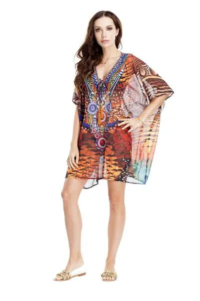 Animal Print Kaftan Cover-Up Lamodaclothing