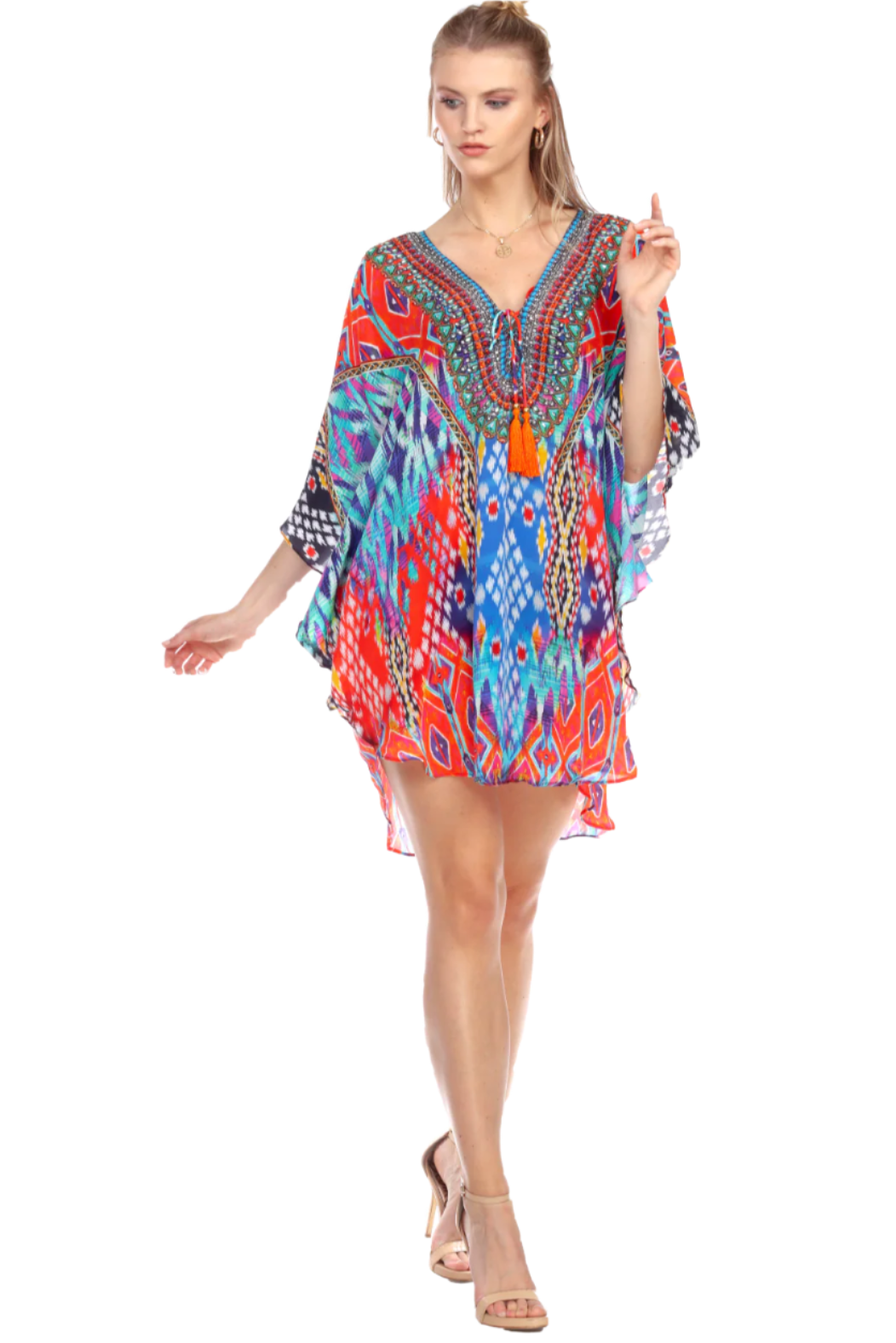 Short Balloon Kaftan Luxury Beachwear