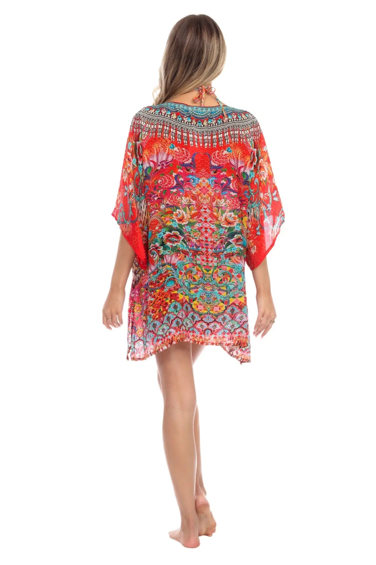 Soul of Summer Mixi Short Kaftan Dress in Viscose Silk - La Moda Clothings