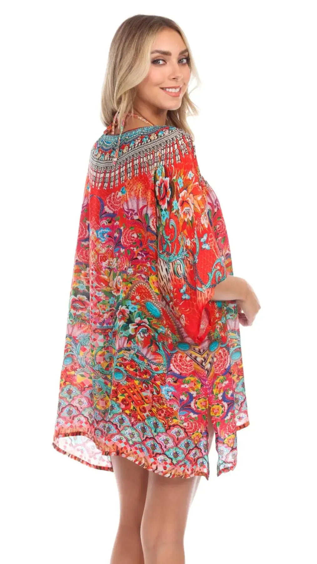 Soul of Summer Mixi Short Kaftan Dress in Viscose Silk - La Moda Clothings