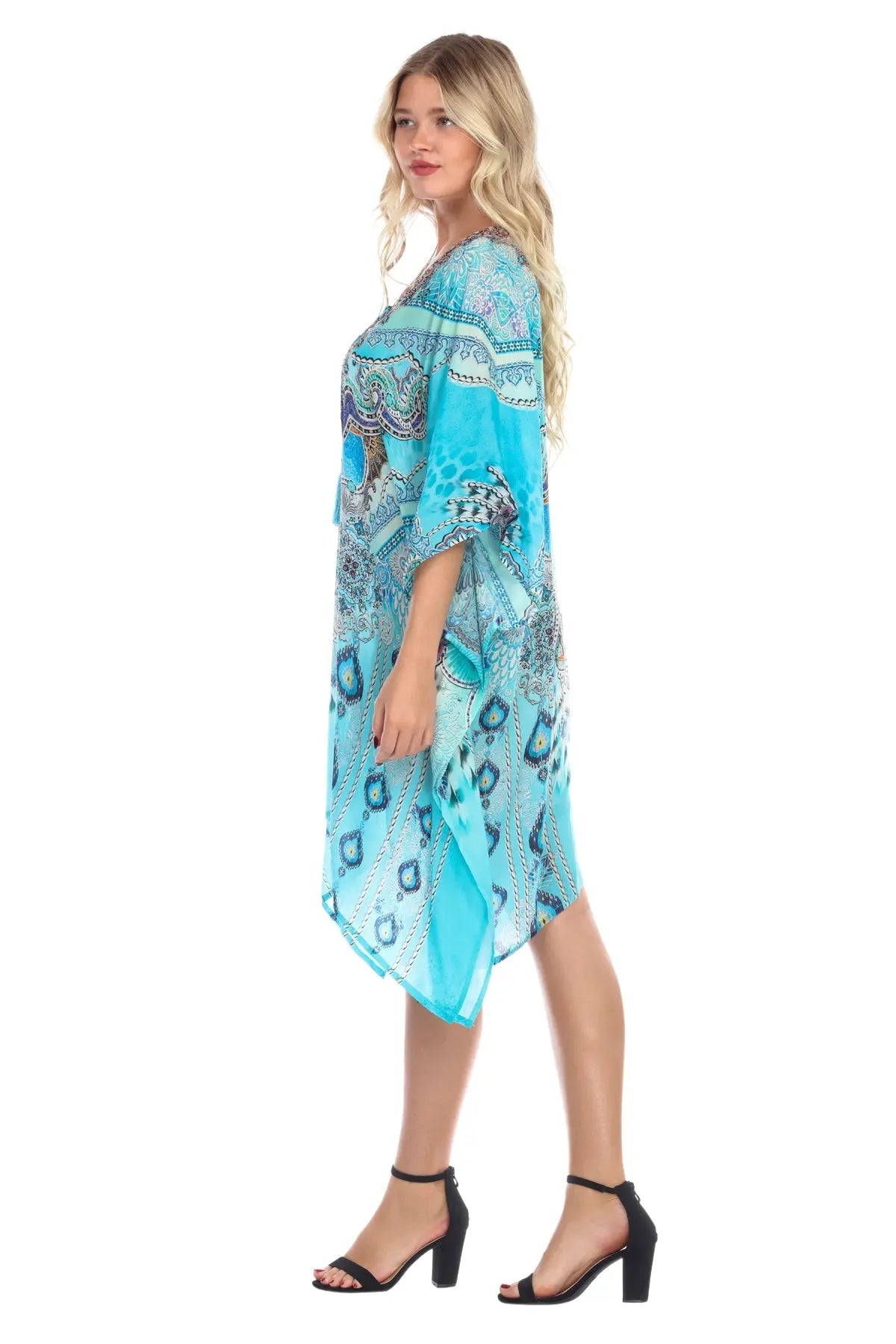 Women Casual Swimwear Swimsuit Cover Up Short Beach Dress Caftan - La Moda Clothings