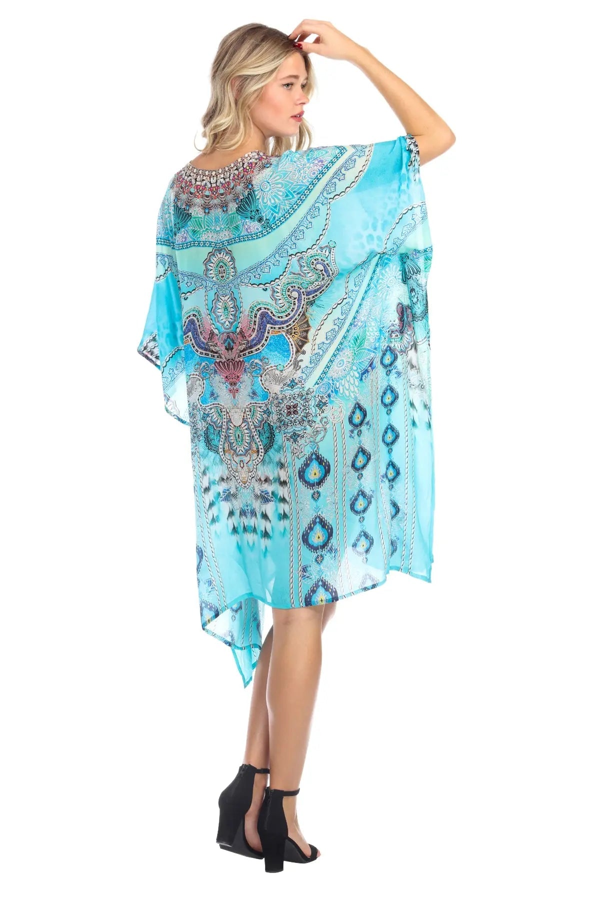 Women Casual Swimwear Swimsuit Cover Up Short Beach Dress Caftan - La Moda Clothings