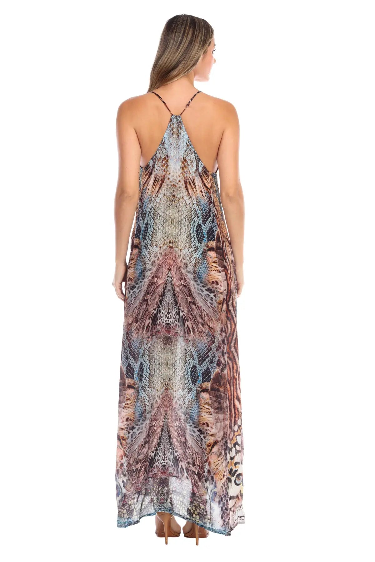 Animal Paradise Elegant Maxi Pocket Dress in Viscose Silk - La Moda Clothings