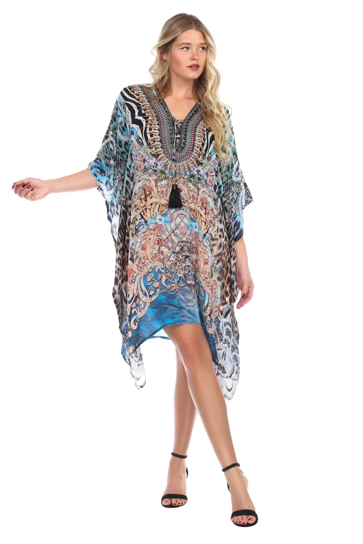Luxury Silk Caftan Dress/Cover Up La Moda Clothings