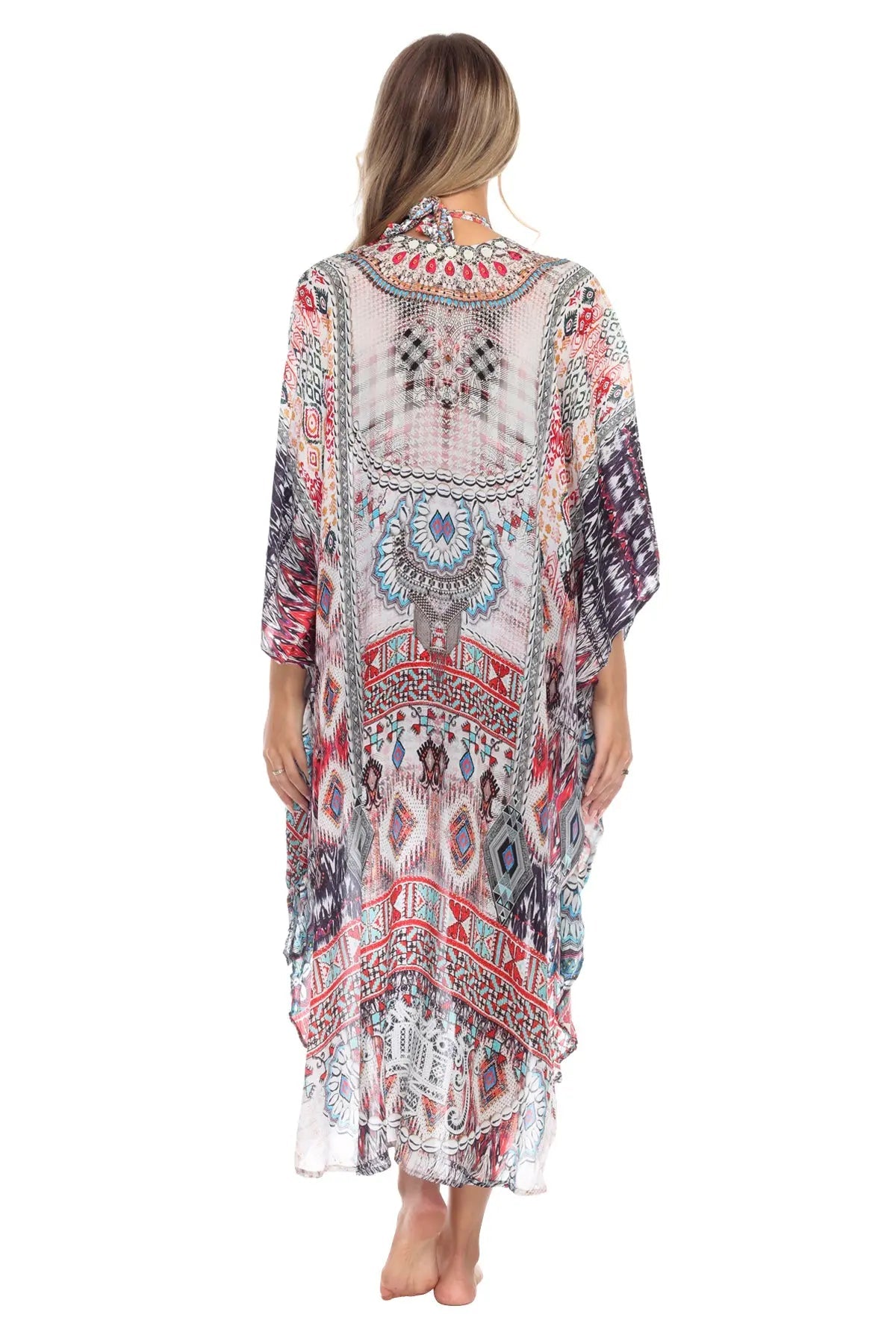 Boho Blissful Kimono Cover Up in Viscose Silk - La Moda Clothings