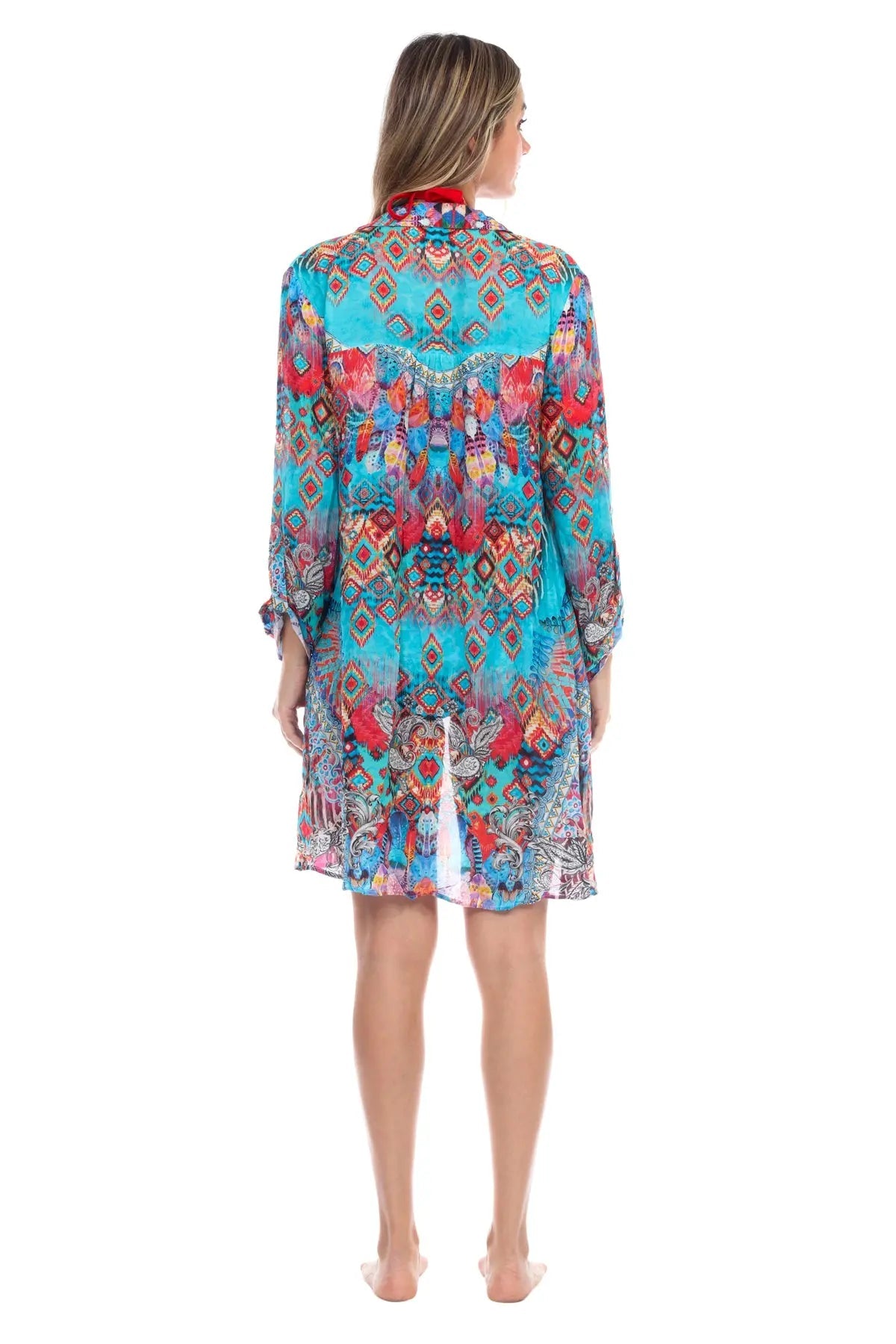 Ikat Blossom Easy Shirtdress Cover-Up - La Moda Clothings