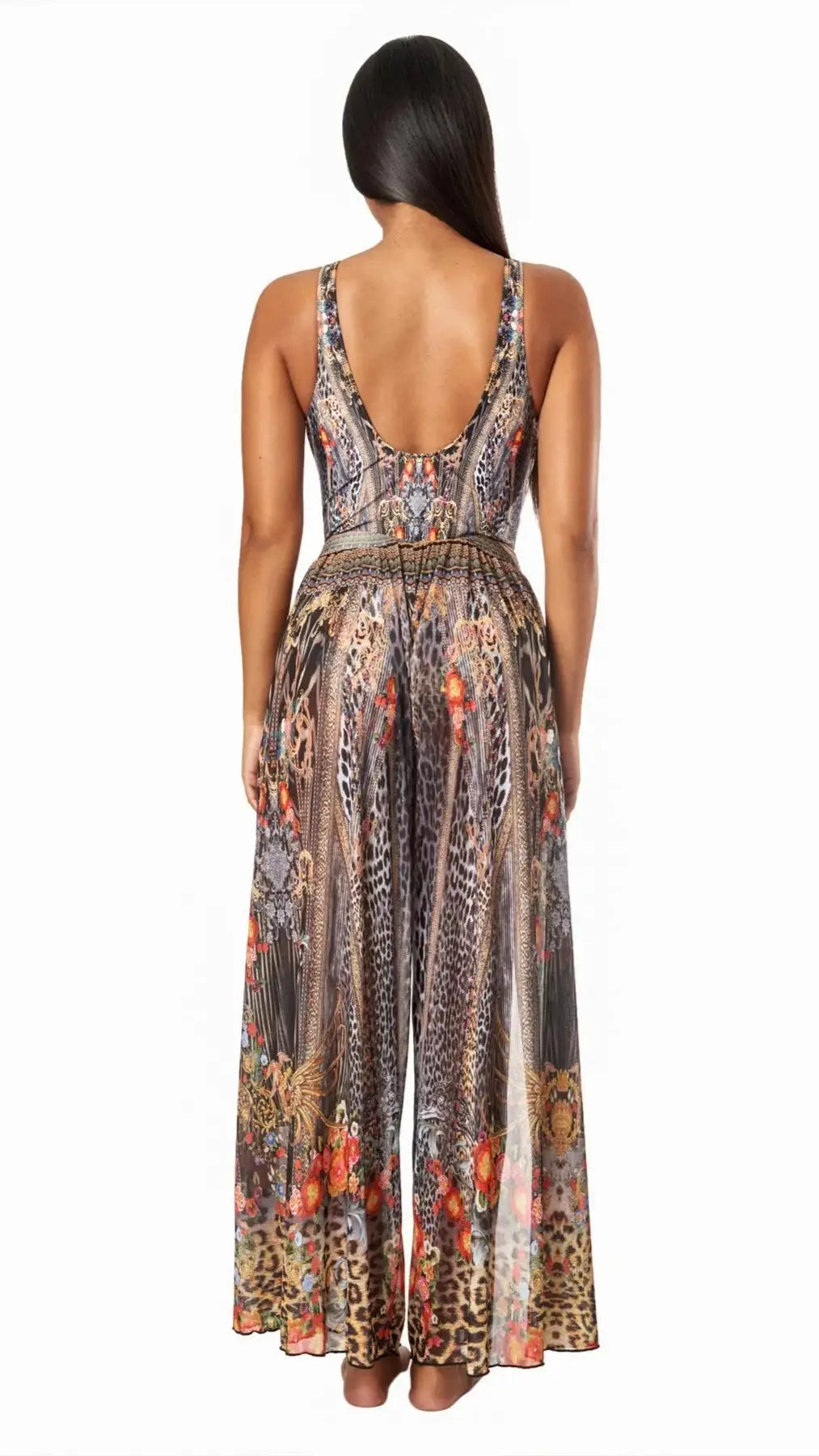 Eclectic Jungle Split Leg Pant Cover Up - La Moda Clothing