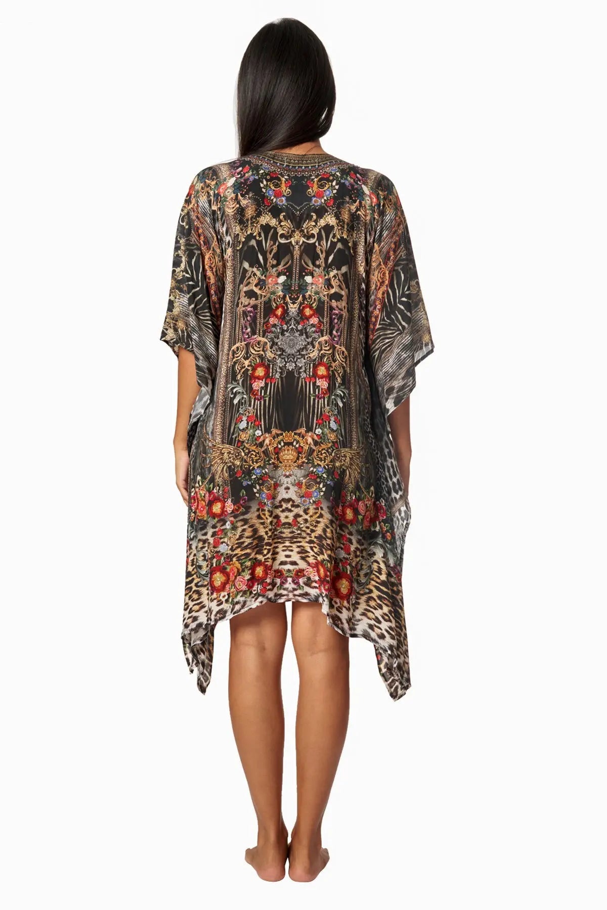 Eclectic Jungle Luxury Silk Caftan Dress - La Moda Clothing