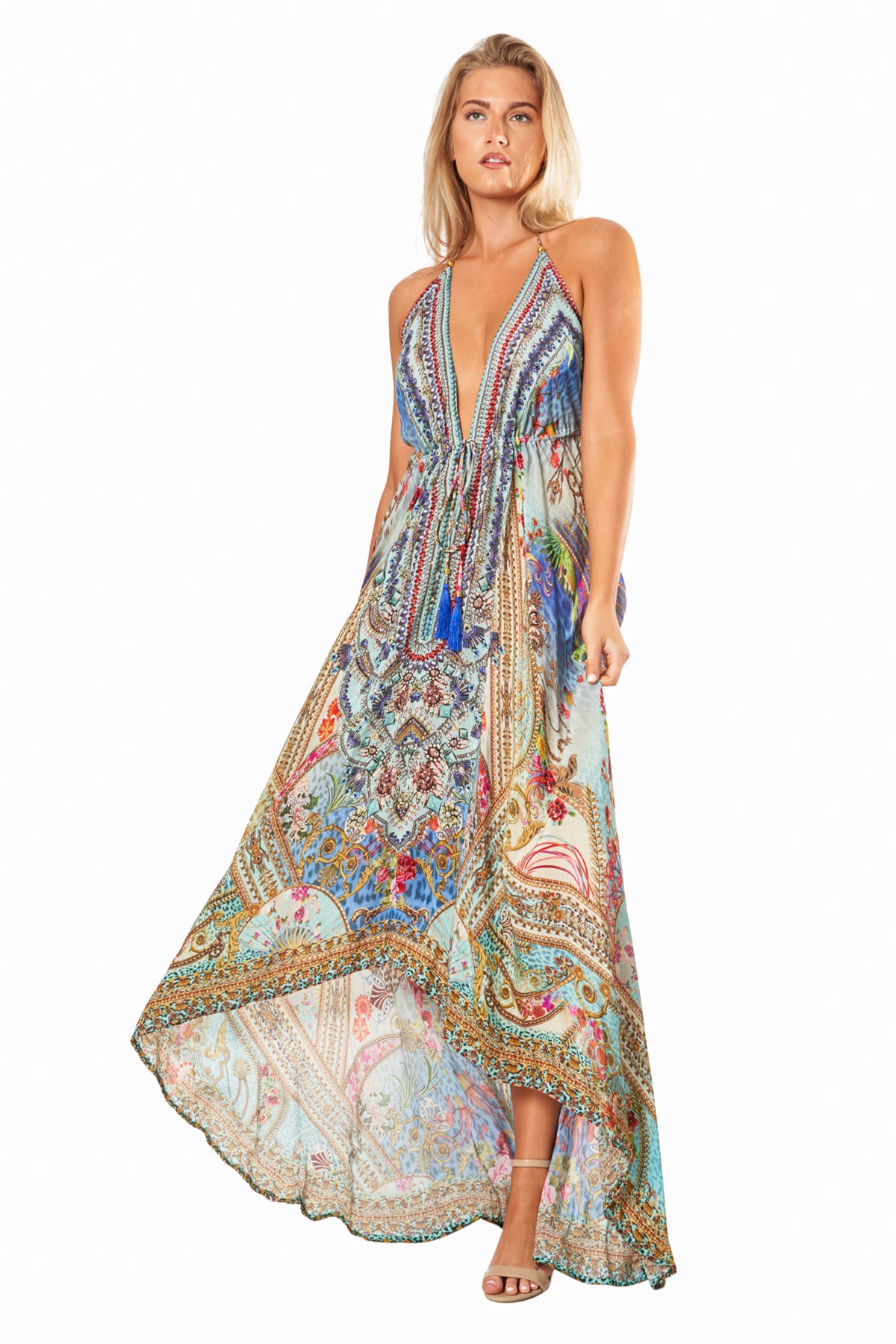 High-Low Halter Handkerchief Long Dress for Beach Party