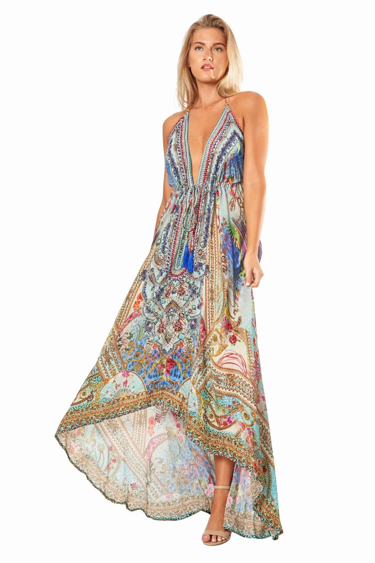 High-Low Halter Handkerchief Long Dress for Beach Party La Moda Clothings