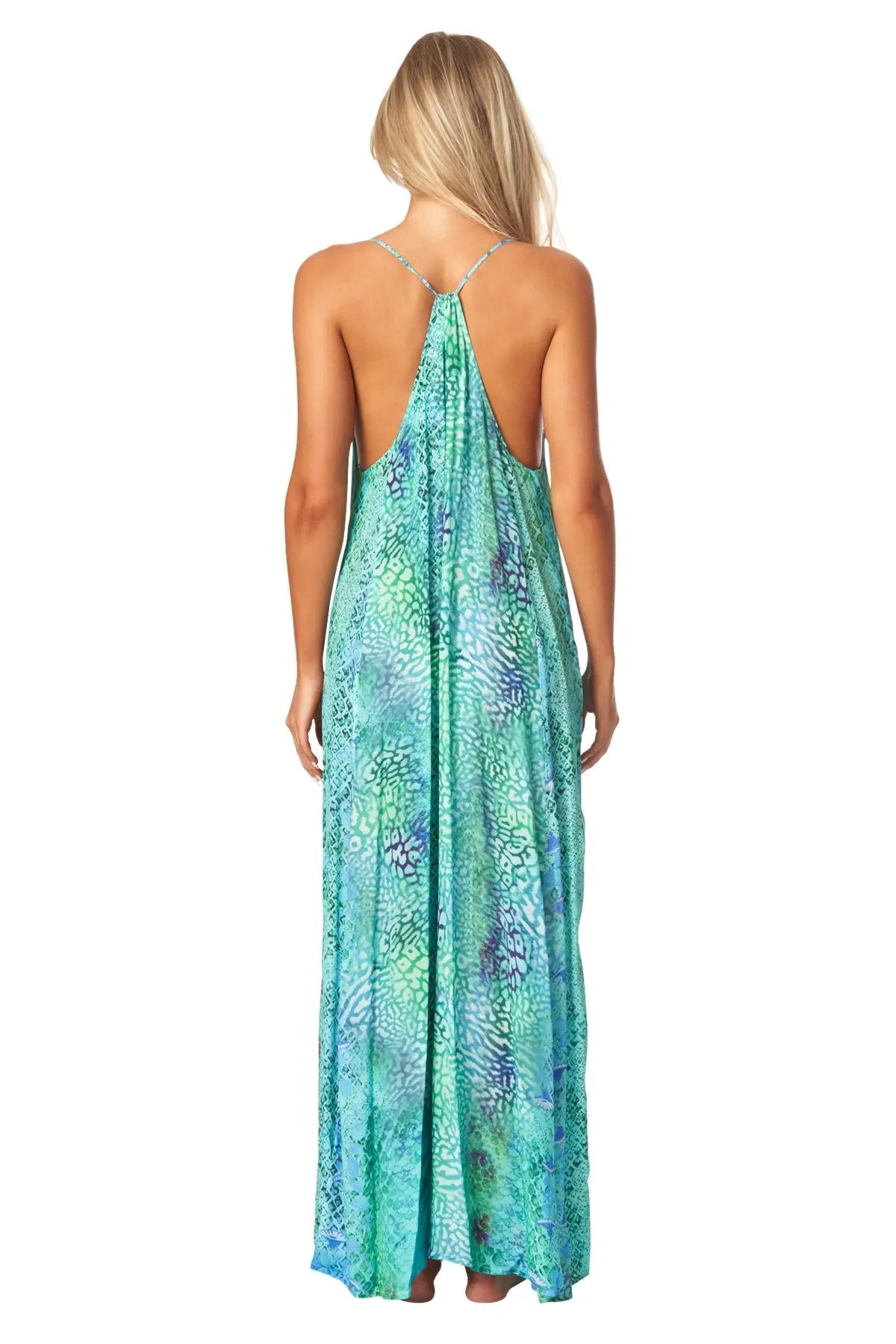 Sea Escape Elegant Maxi Pocket Dress in Viscose Silk - La Moda Clothing