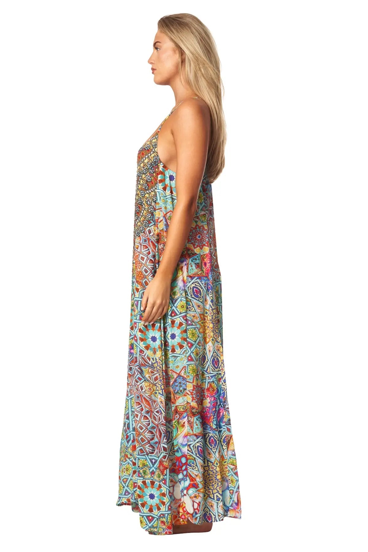River bed Elegant Maxi Pocket Dress in Viscose Silk - La Moda Clothing