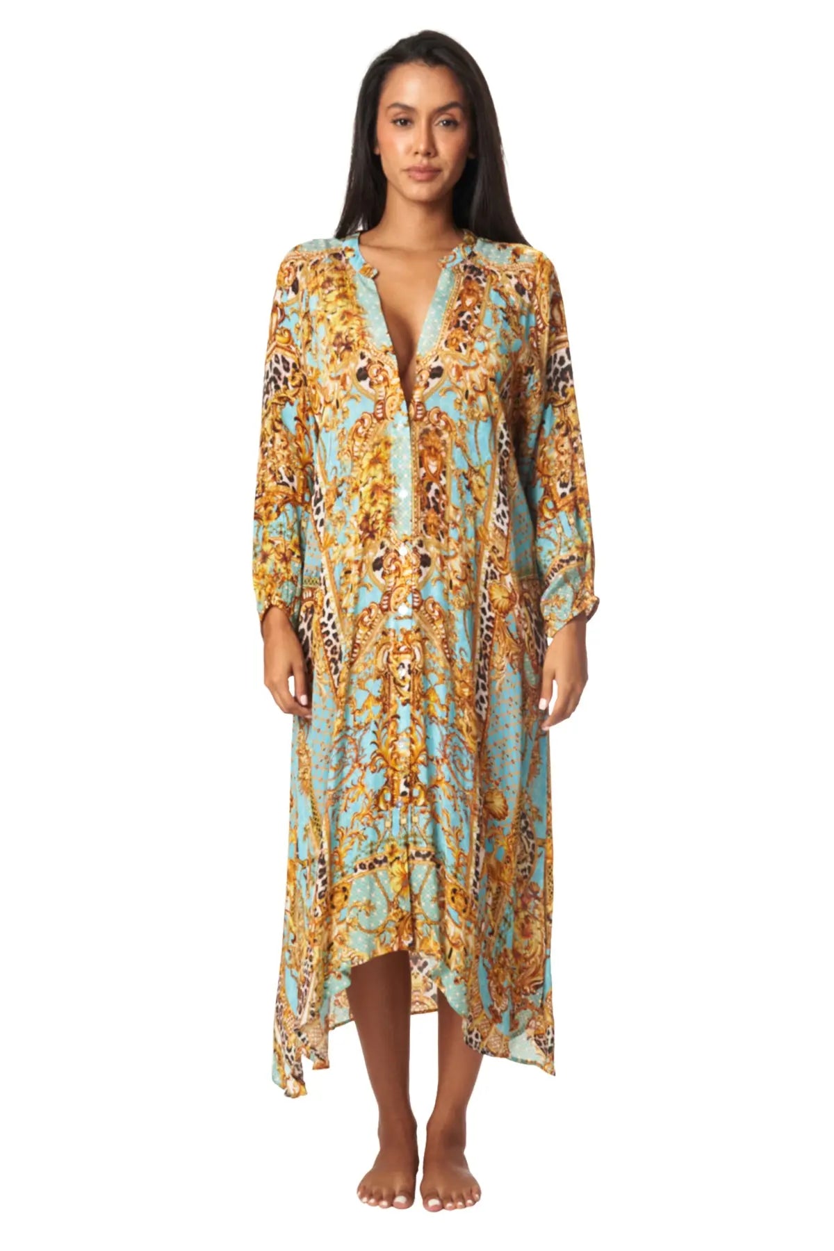 Easy Button Front Cover-Up Shirt Dress La Moda Clothings