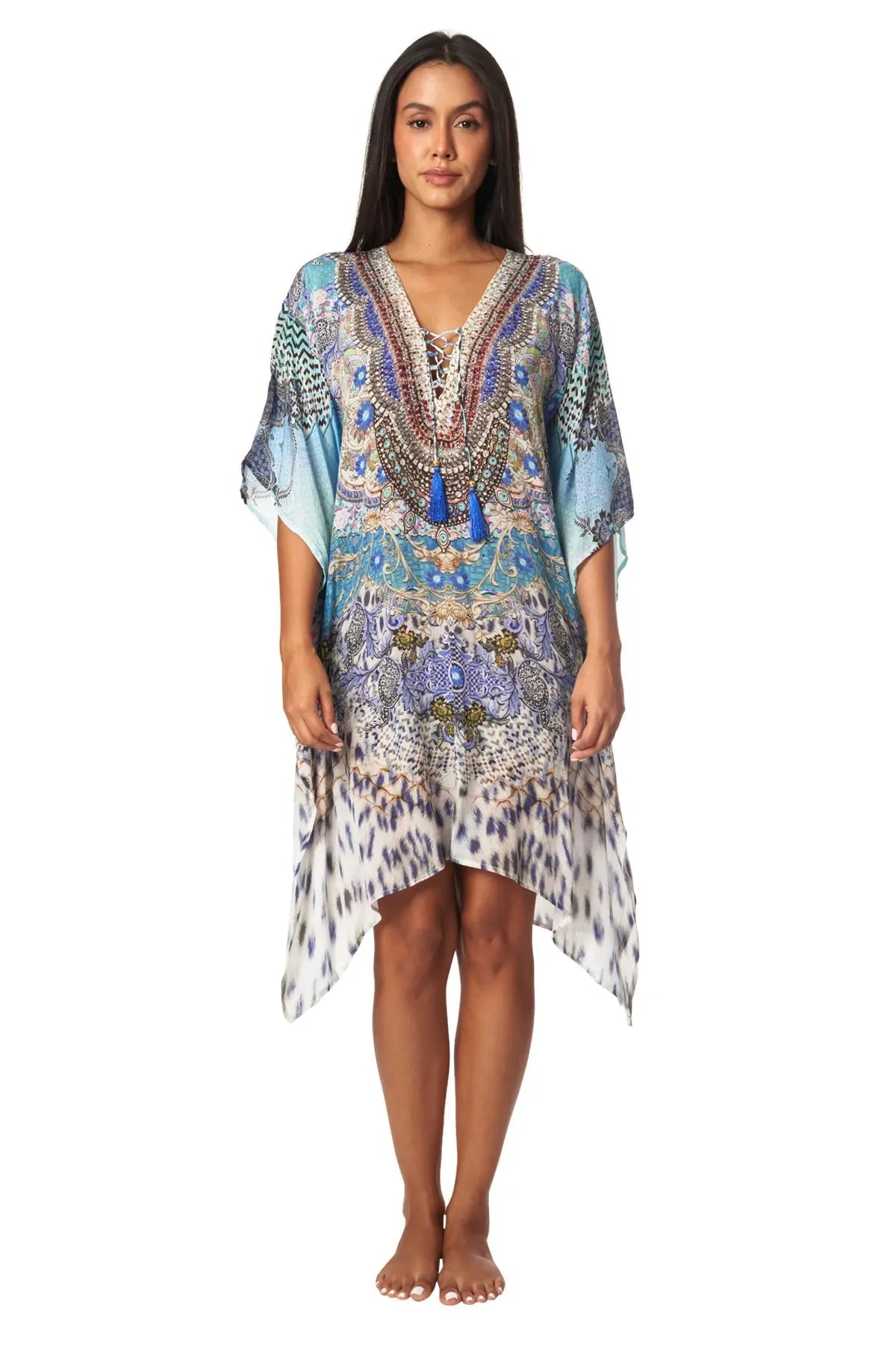Luxury Silk Caftan Dress - La Moda Clothing