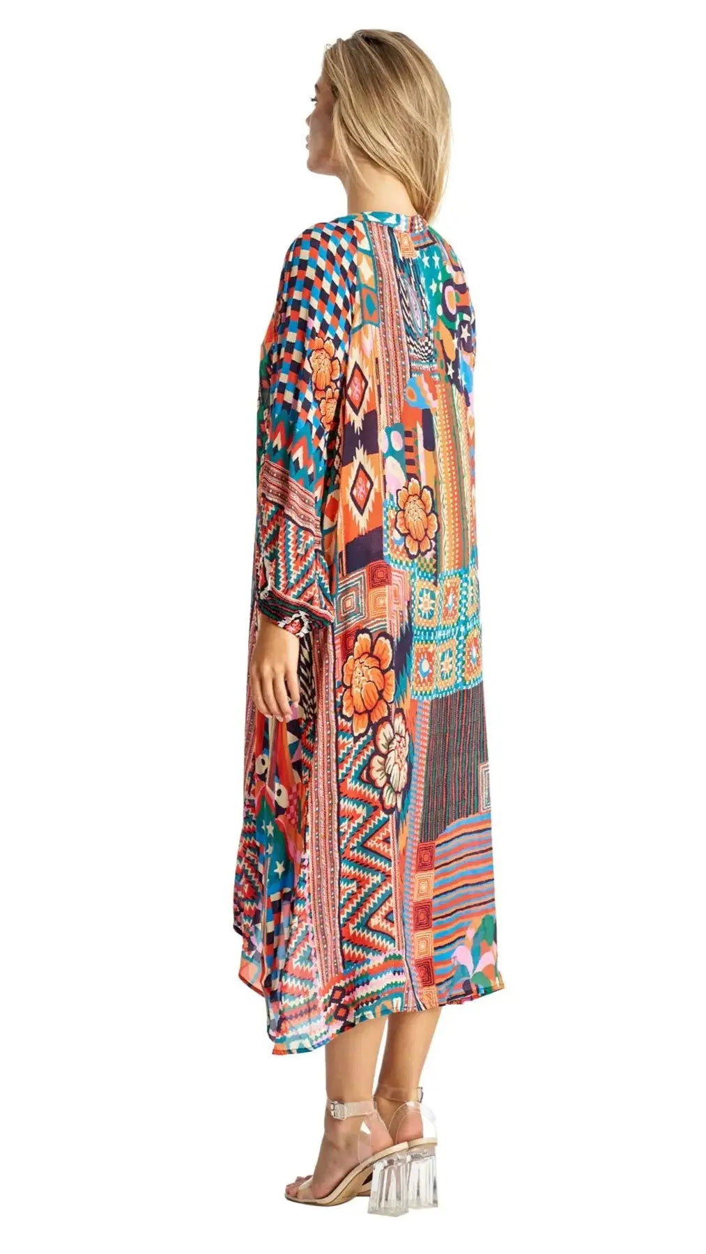 A-Line Kaftan Collar Dress - La Moda Clothing