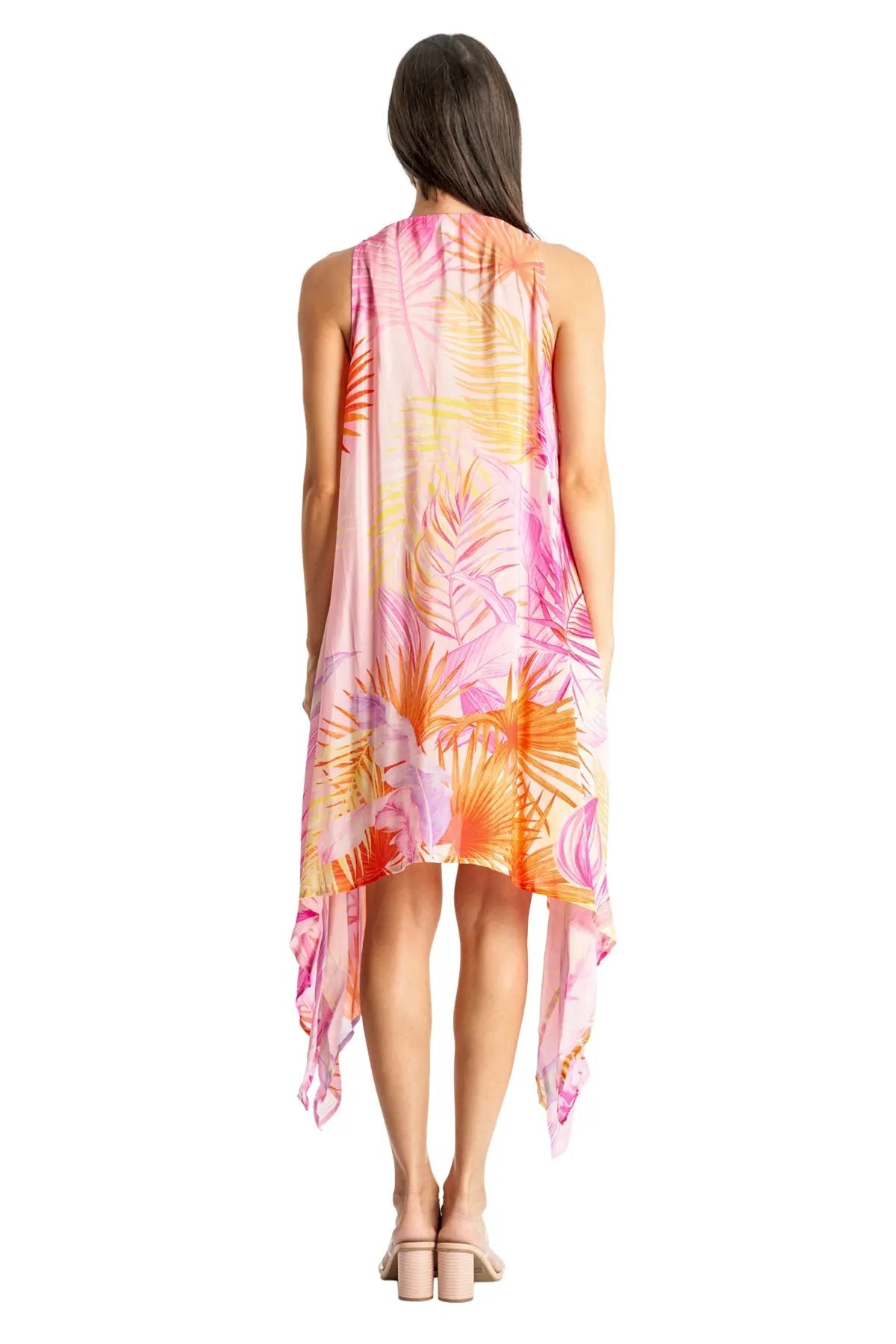 V-Neck Sleeveless Shark-Bite Hem A-Line Midi Dress La Moda Clothing