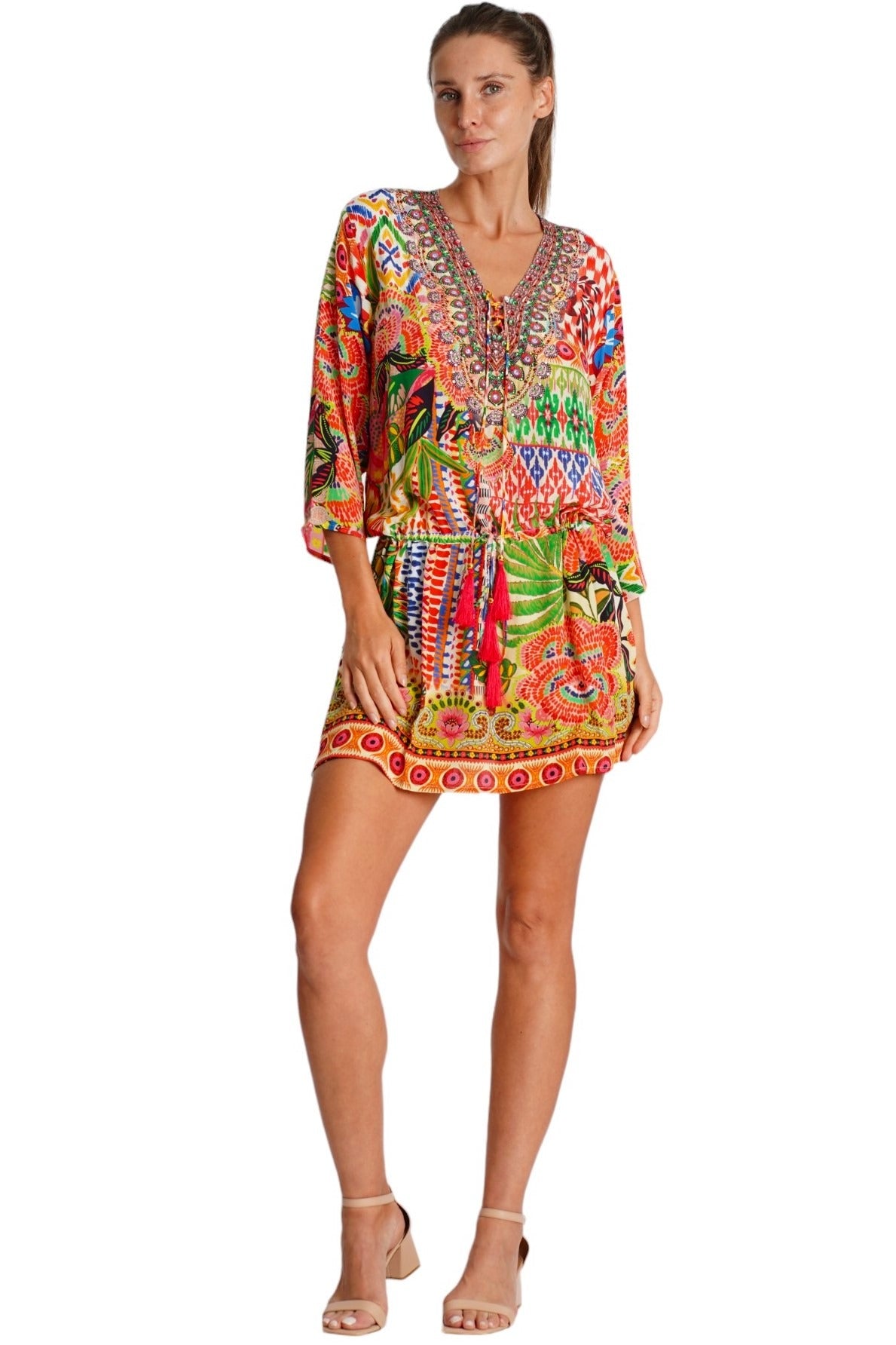 Front Drawstring Tunic Dress