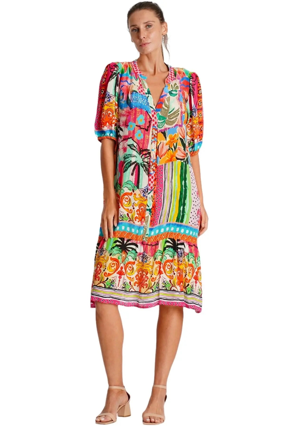 Moda Palm Print Dress La Moda Clothing