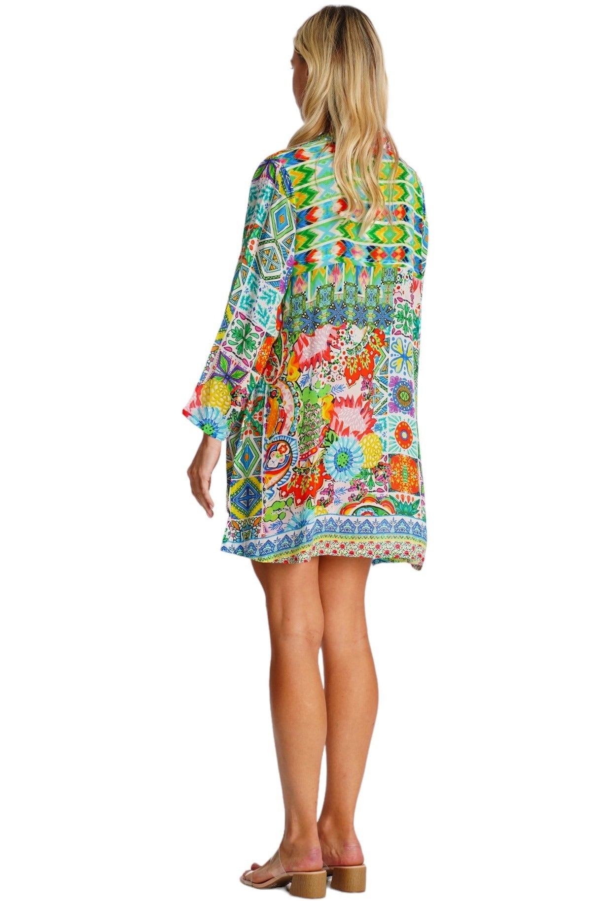 Green Ornate Print Beach Cover Up – Embroidered Kaftan Dress - Designer Coverups | Elegant Kaftan Cover Up Dress | Club Moda USA