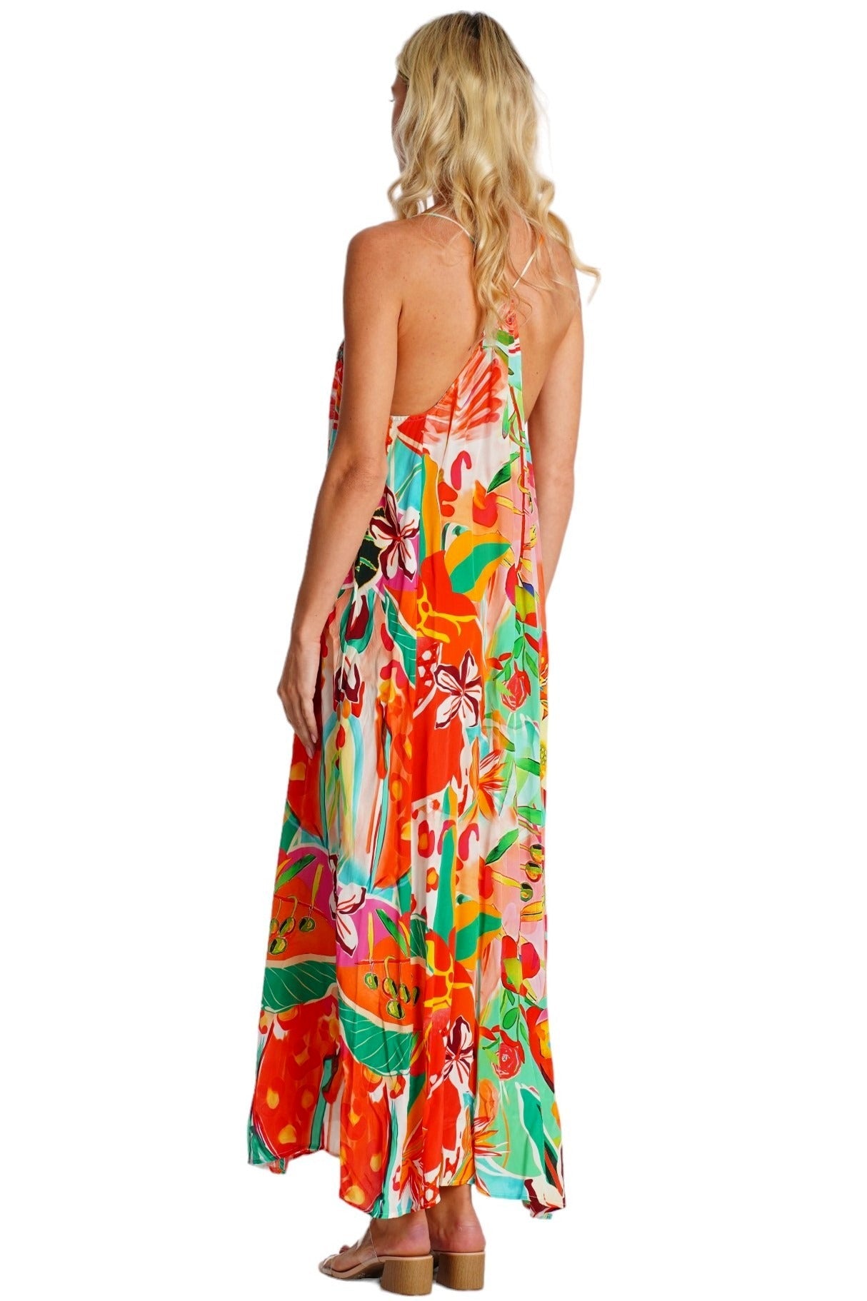 Classic Racerback Maxi Dress – Luxury Tropical Beach Resort Wear - Designer T Back Maxi | Elegant Kaftan Cover Up Dress | Club Moda USA