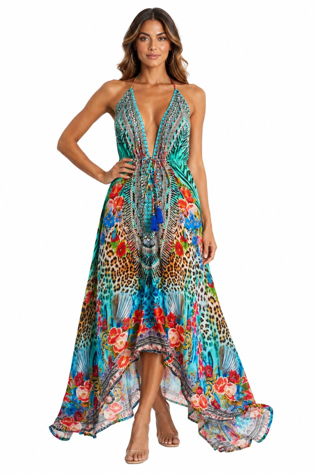 3-way convertible halter maxi dress, shown from another angle