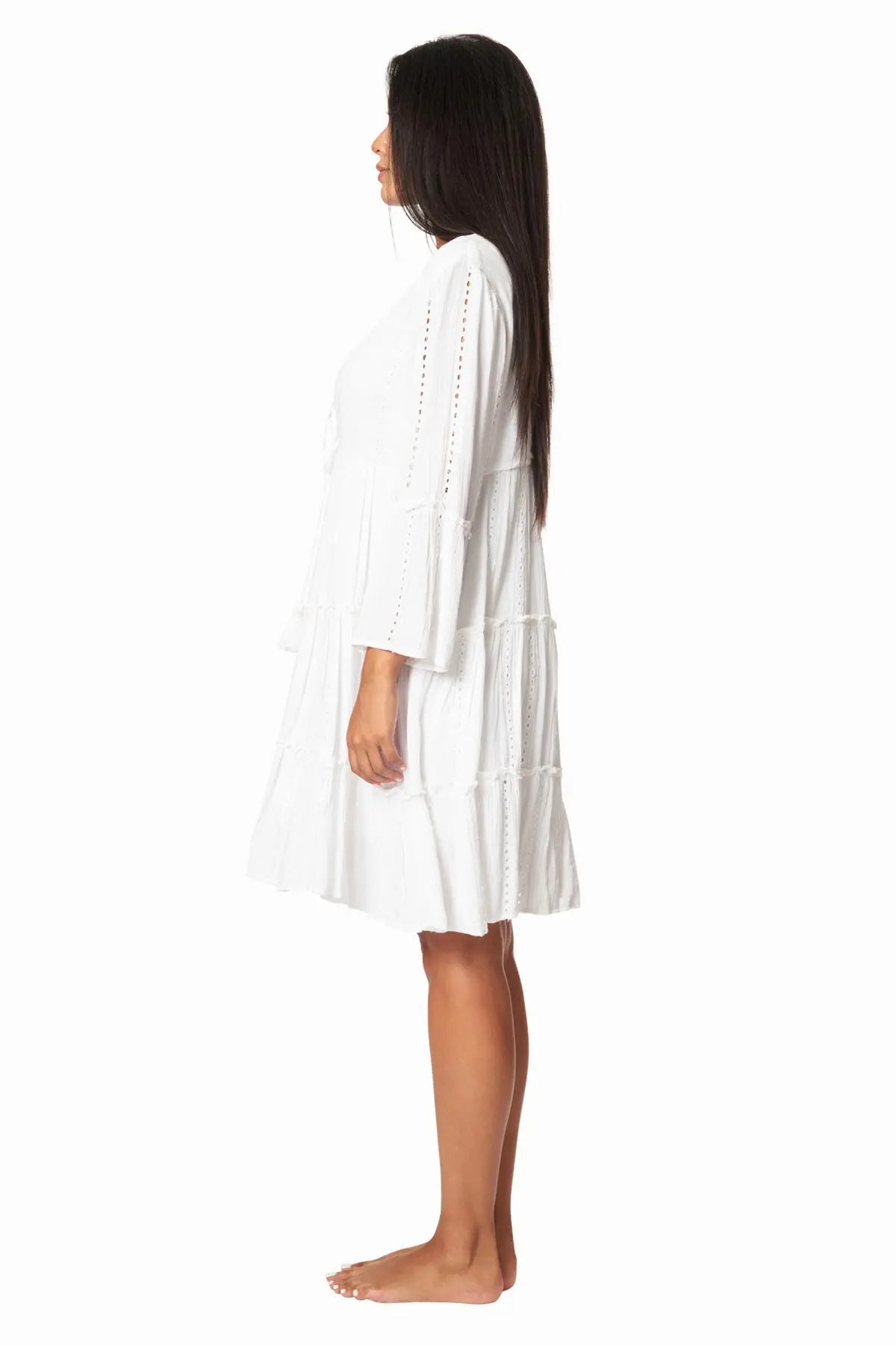 Agnes Flowy Flared Sleeve Casual Mini Dress - La Moda Clothing
