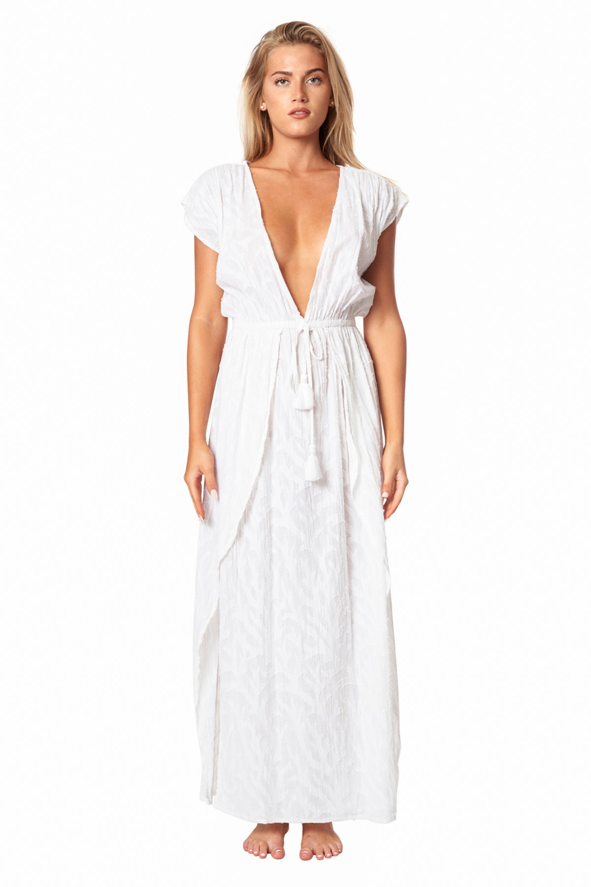 White Maxi Dress with Front Slits