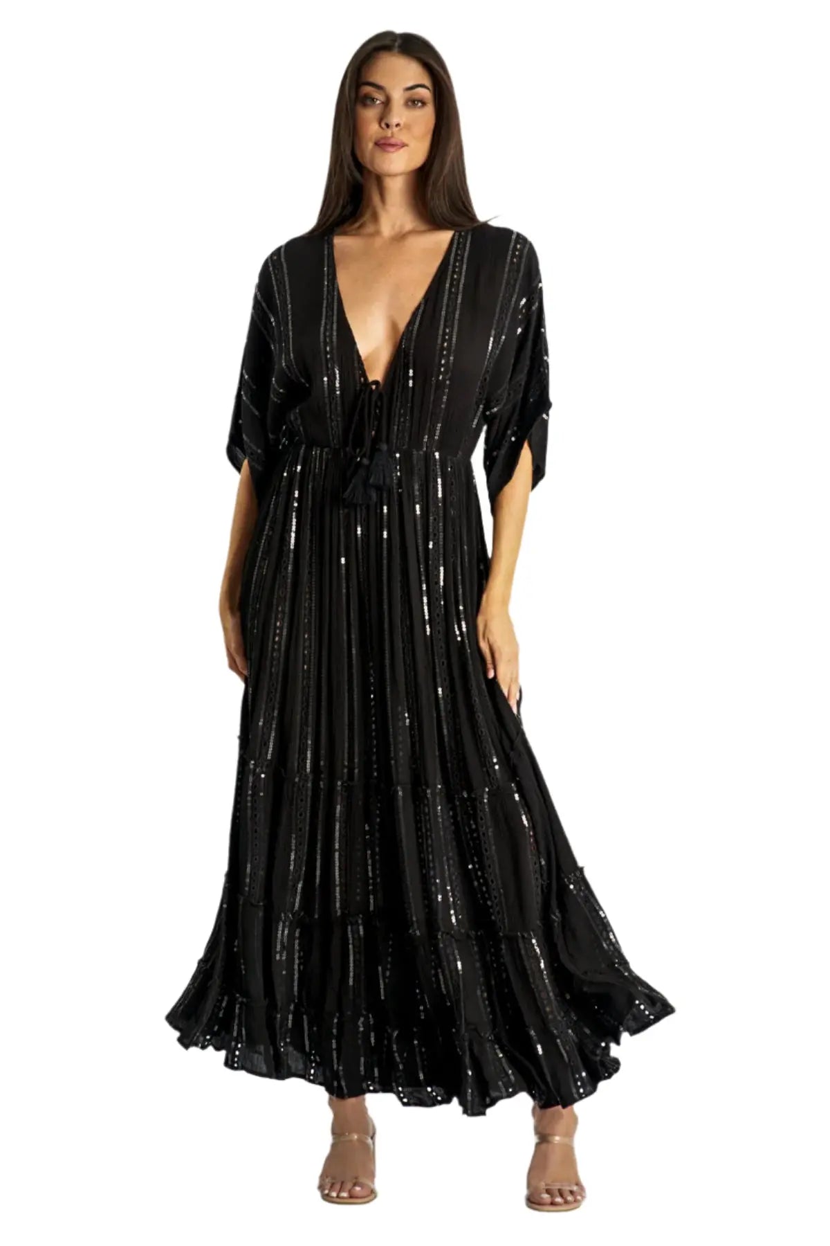 White Embellished Maxi Beach Resort Vacation Dress La Moda Clothing