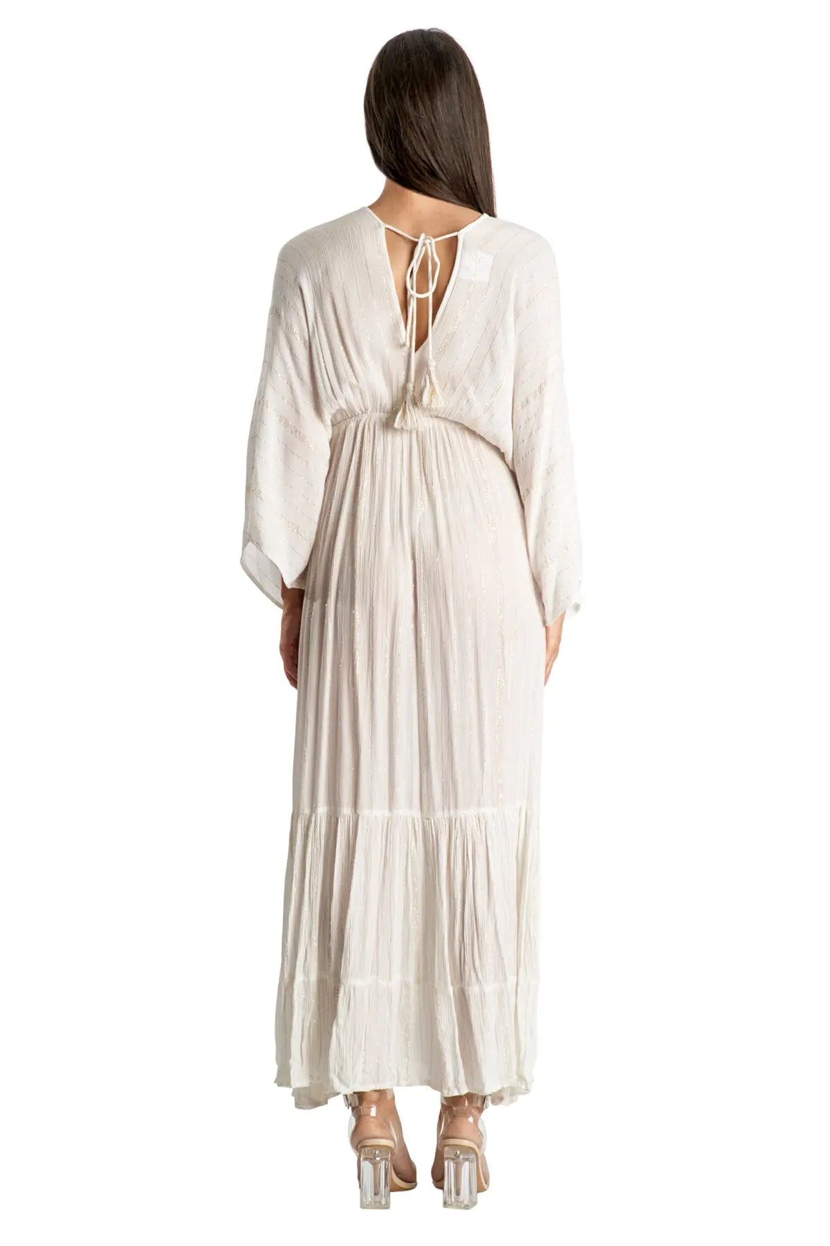 White Maxi Robe Resort Dress - La Moda Clothing