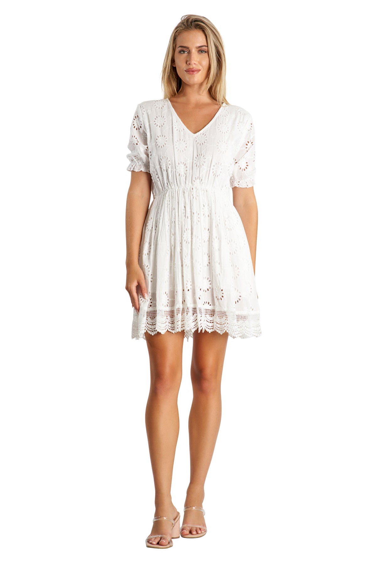 California Coastal White Lace Sexy Mini Dress