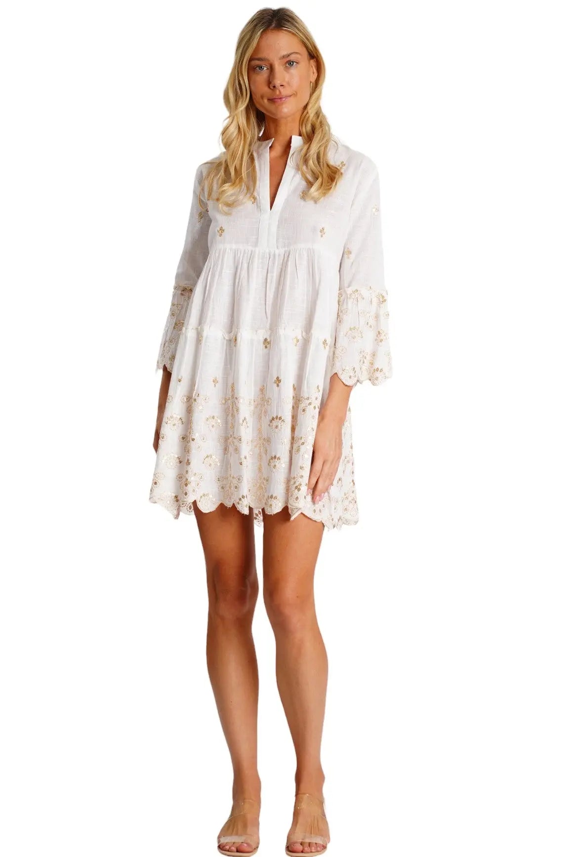White Embroidered Mini Dress La Moda Clothing