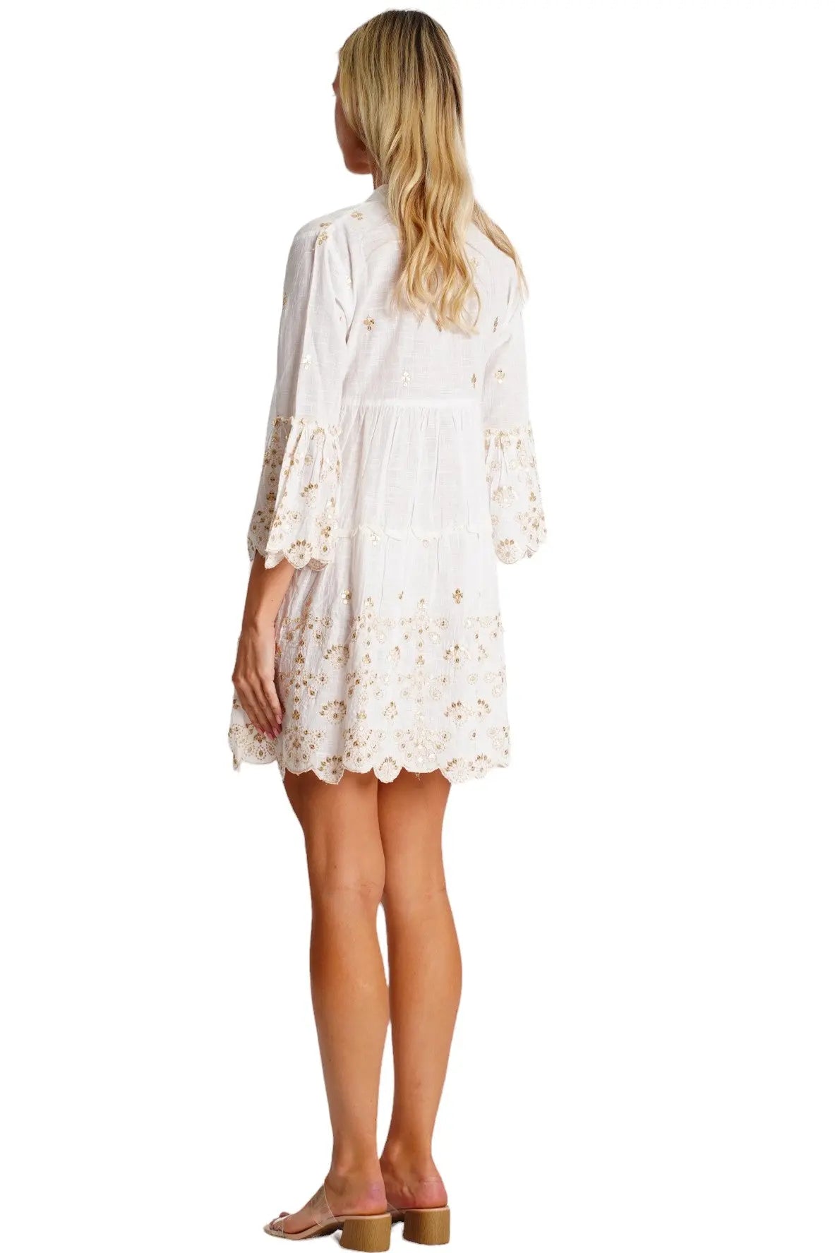 White Embroidered Mini Dress La Moda Clothing