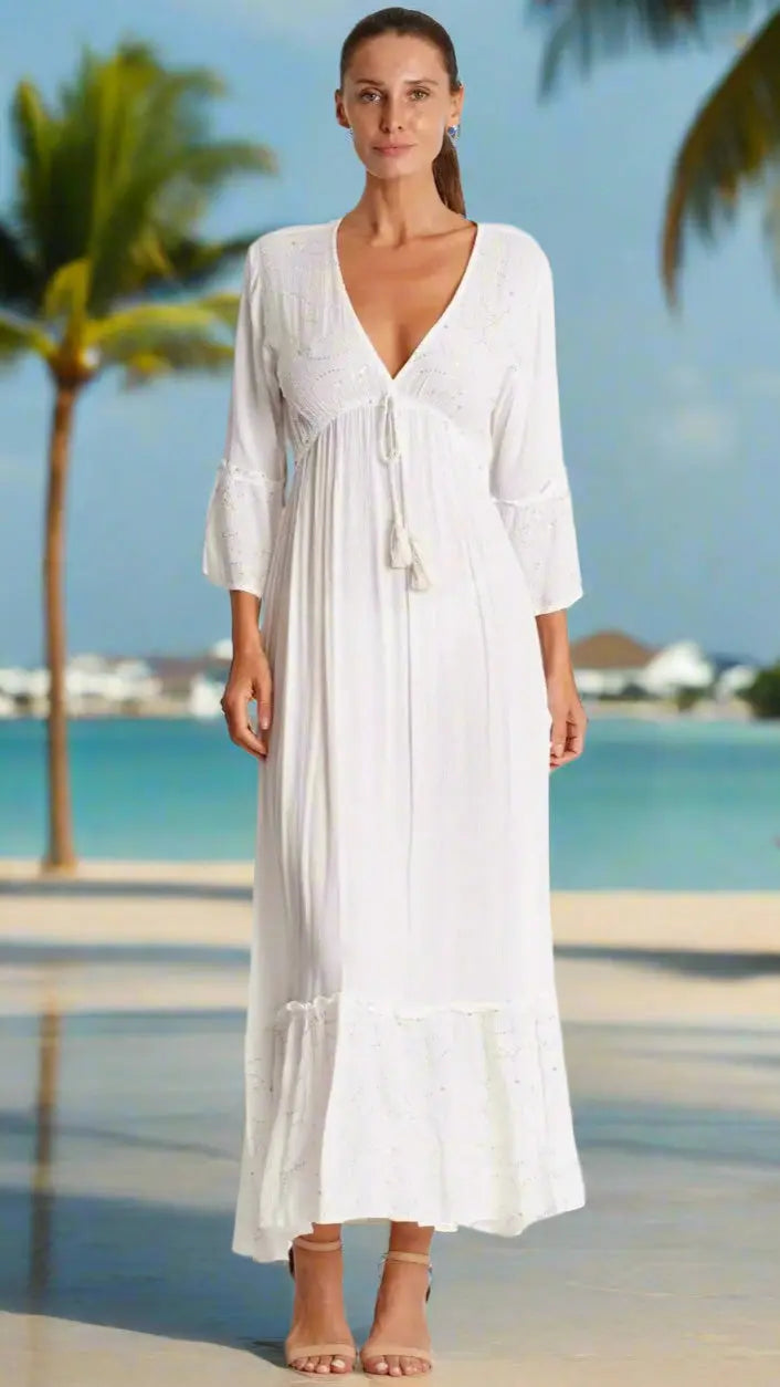 White Maxi Dress  La Moda Clothing