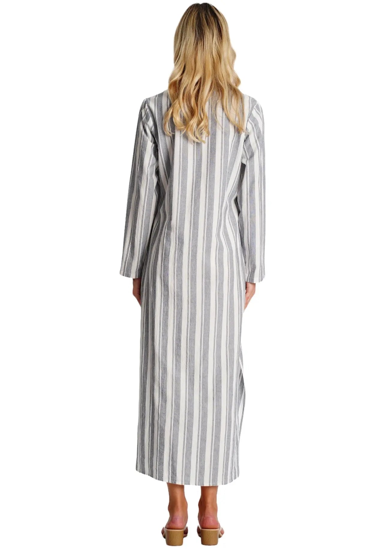 Striped Cotton Gauze Maxi Caftan La Moda Clothing