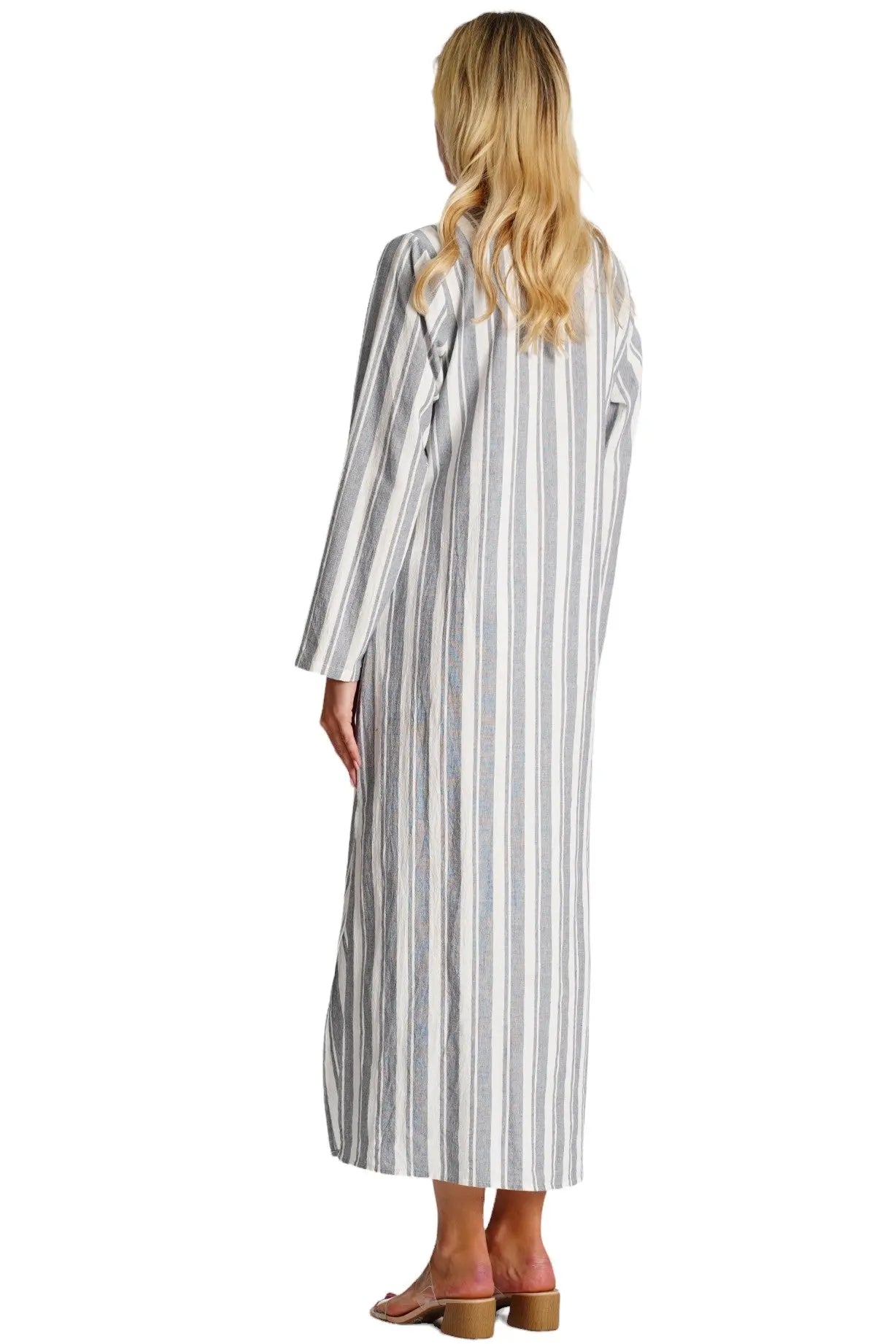Striped Cotton Gauze Maxi Caftan La Moda Clothing