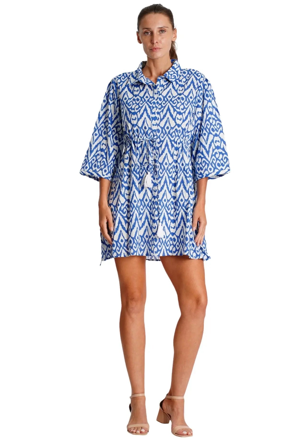 Front Drawstring Short Dress La Moda Clothing
