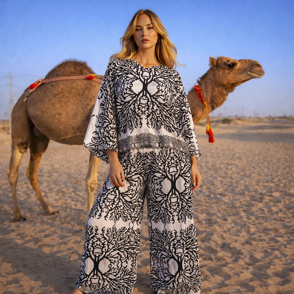 Black & White Resort Wear Set – Luxury Vacation Outfit | Club Moda Club Moda cord set