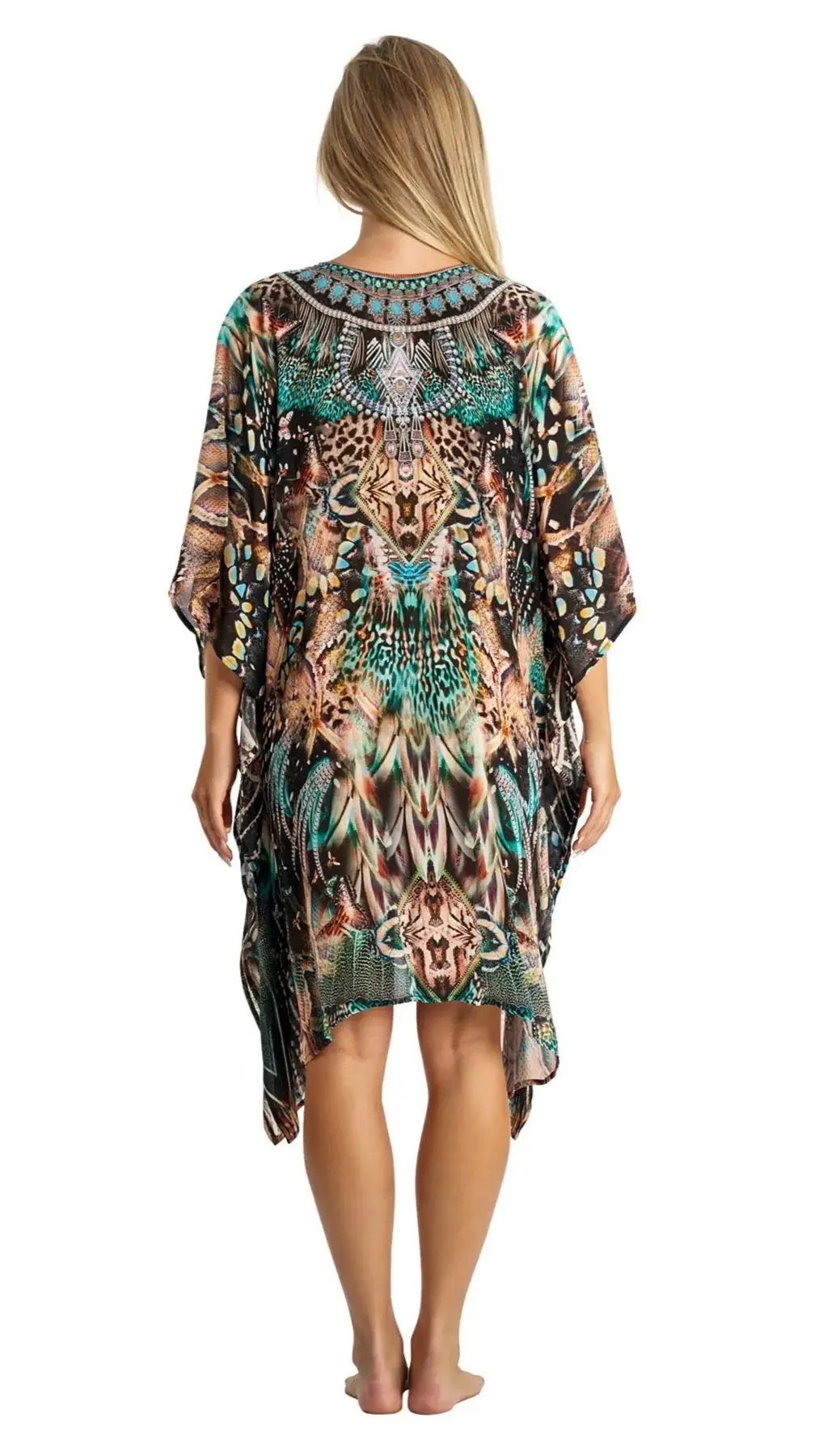 Caftan Light weight Lounger Dress | Laid Back Printed Kaftan Dress Coastal Resort Style Bathing Suit Bikini Swimsuit Cover Up - La Moda Clothing