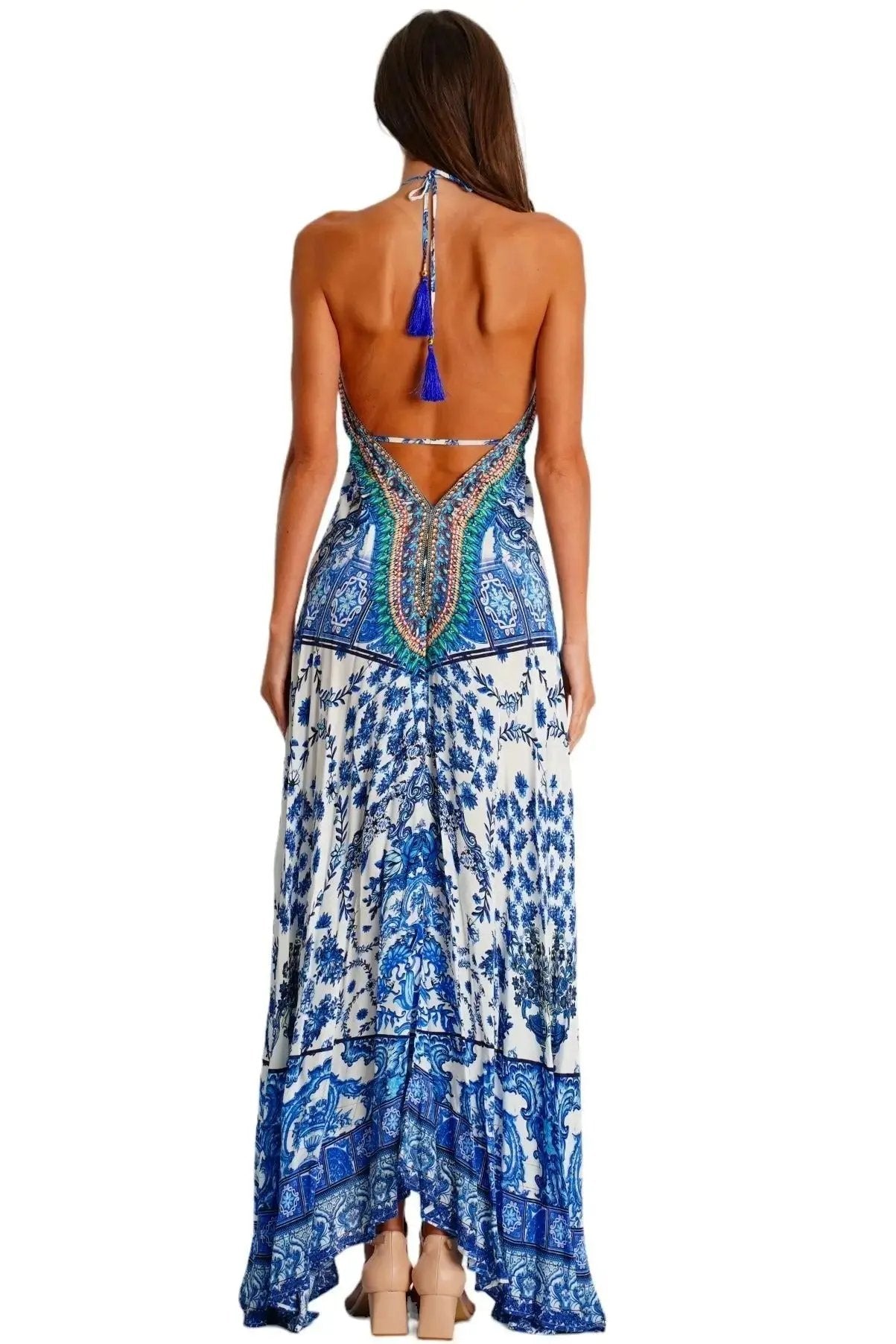 Casual Halter Maxi Dress La Moda Clothing