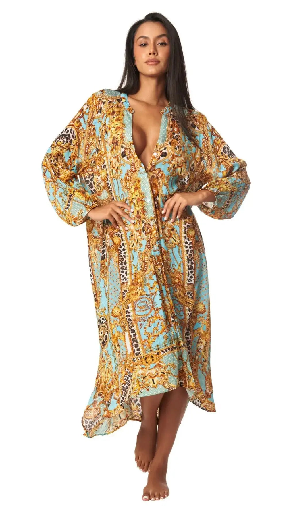 Easy Button Front Cover-Up Shirt Dress La Moda Clothings Shirt Dresses