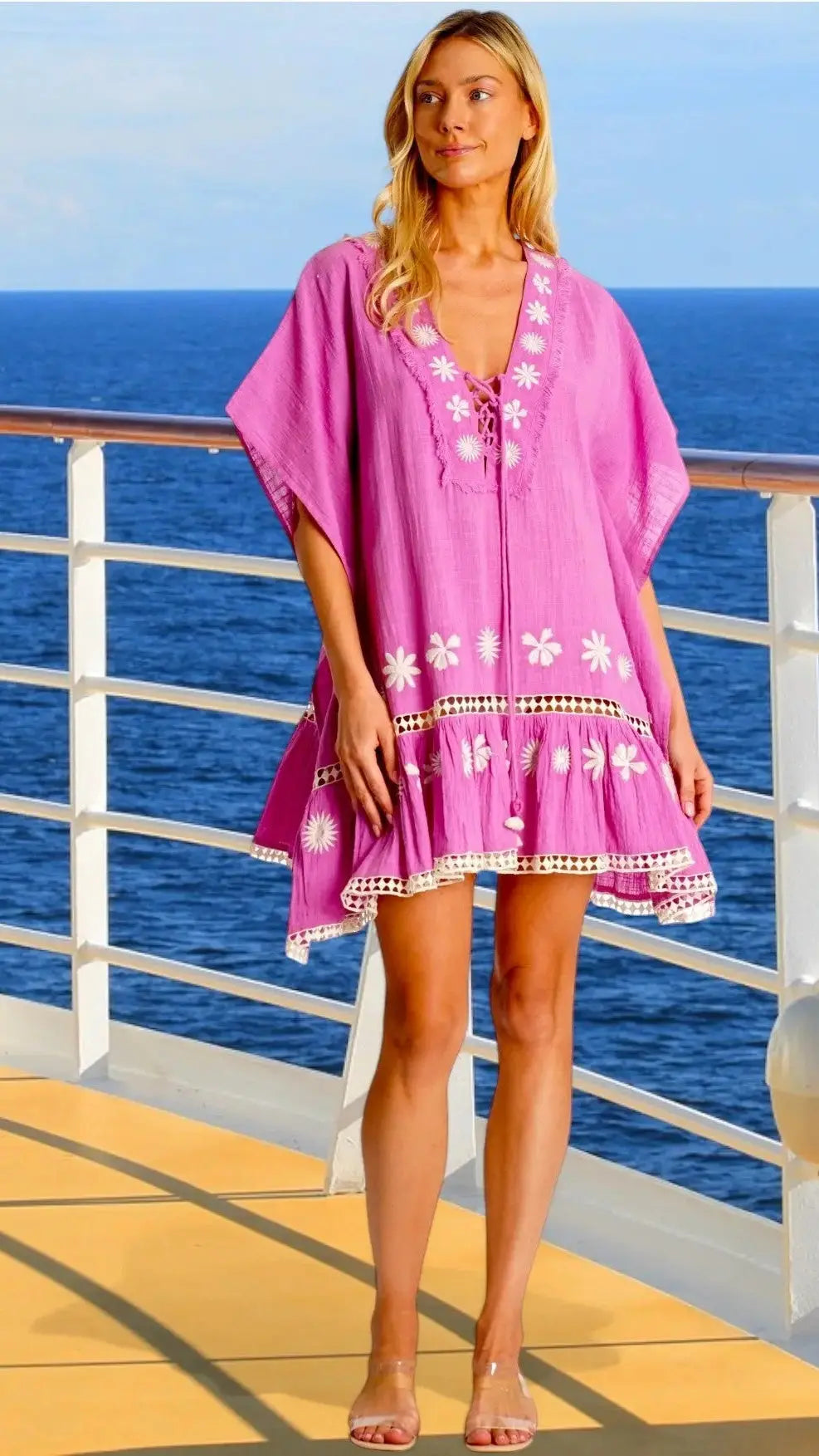 Embroidered Cover Up Caftan La Moda Clothing
